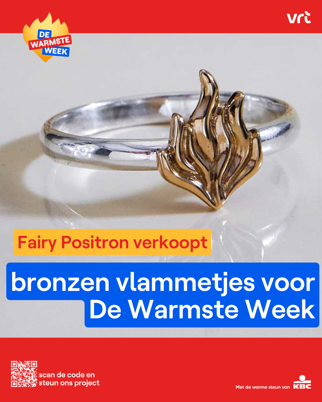 Zilveren ring met bronzen vlam
