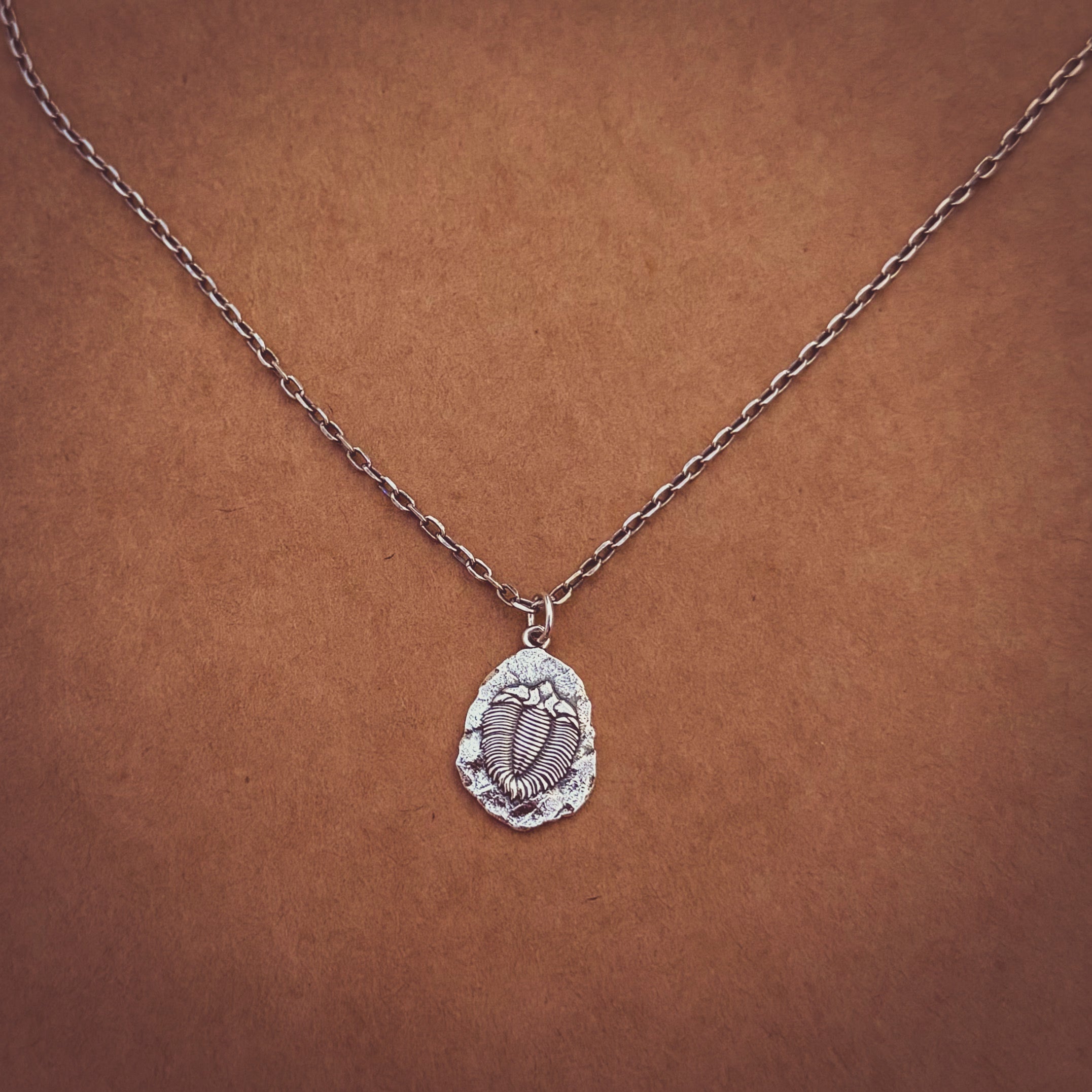 Silver necklace trilobite