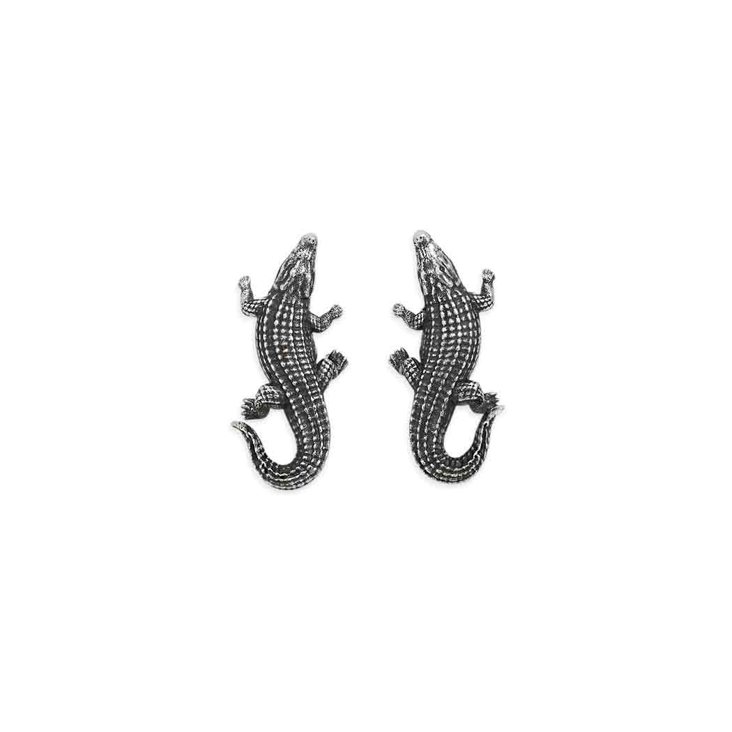 Silver earrings alligators