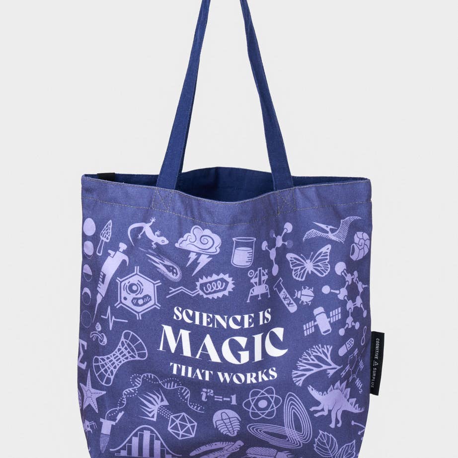 Shoulder bag "Science is magic that works" (purple)