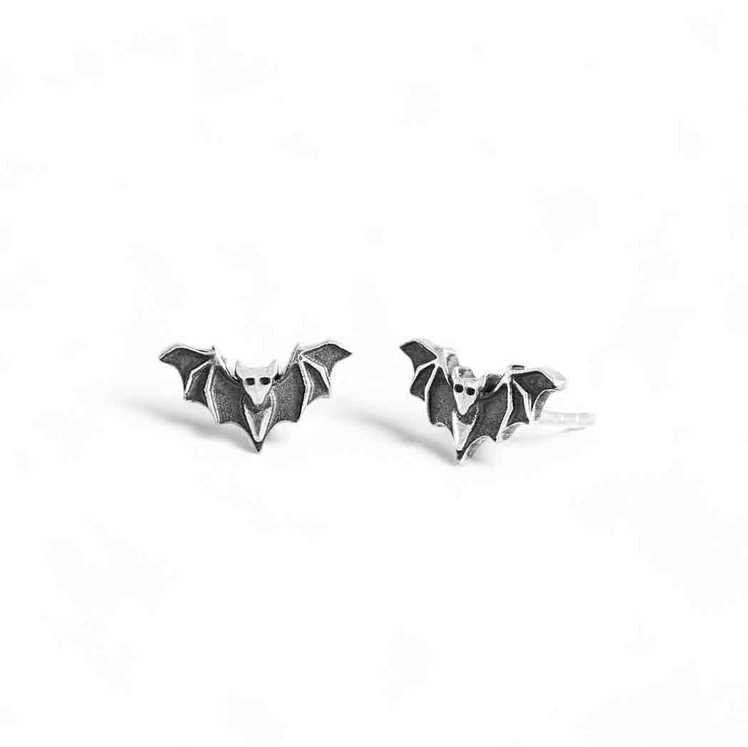 Silver earrings bat (detailed)