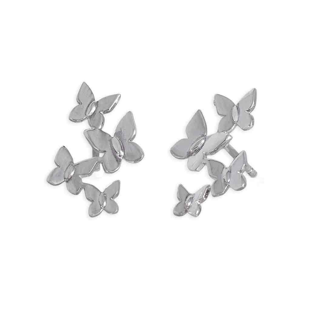 Silver earrings butterfly swarm