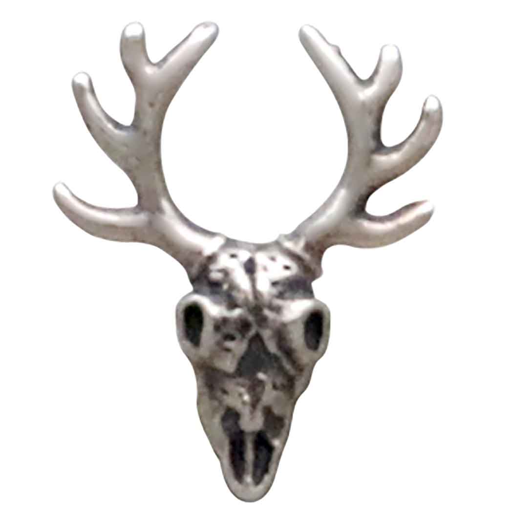 Silver earrings deer skull with antlers