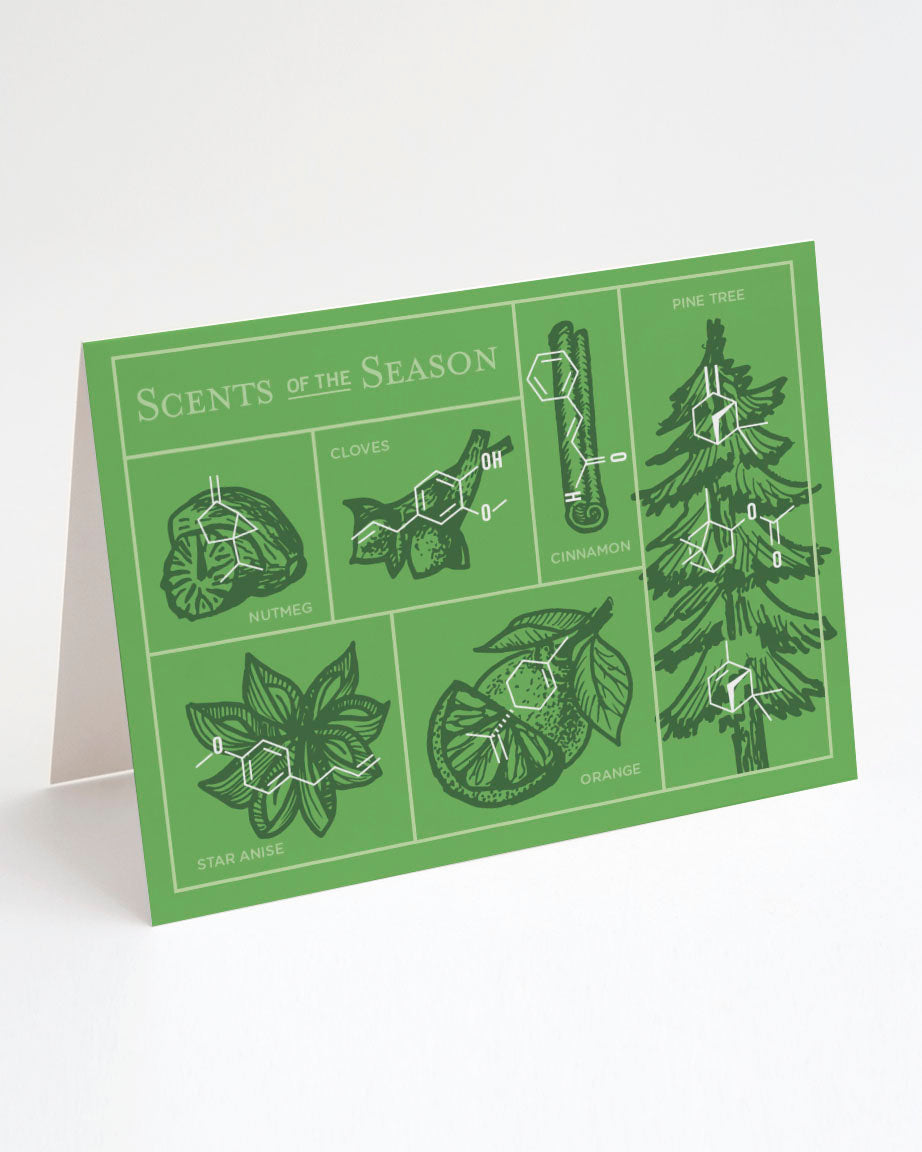 Greeting card Christmas "The Scents of the Season" (green)