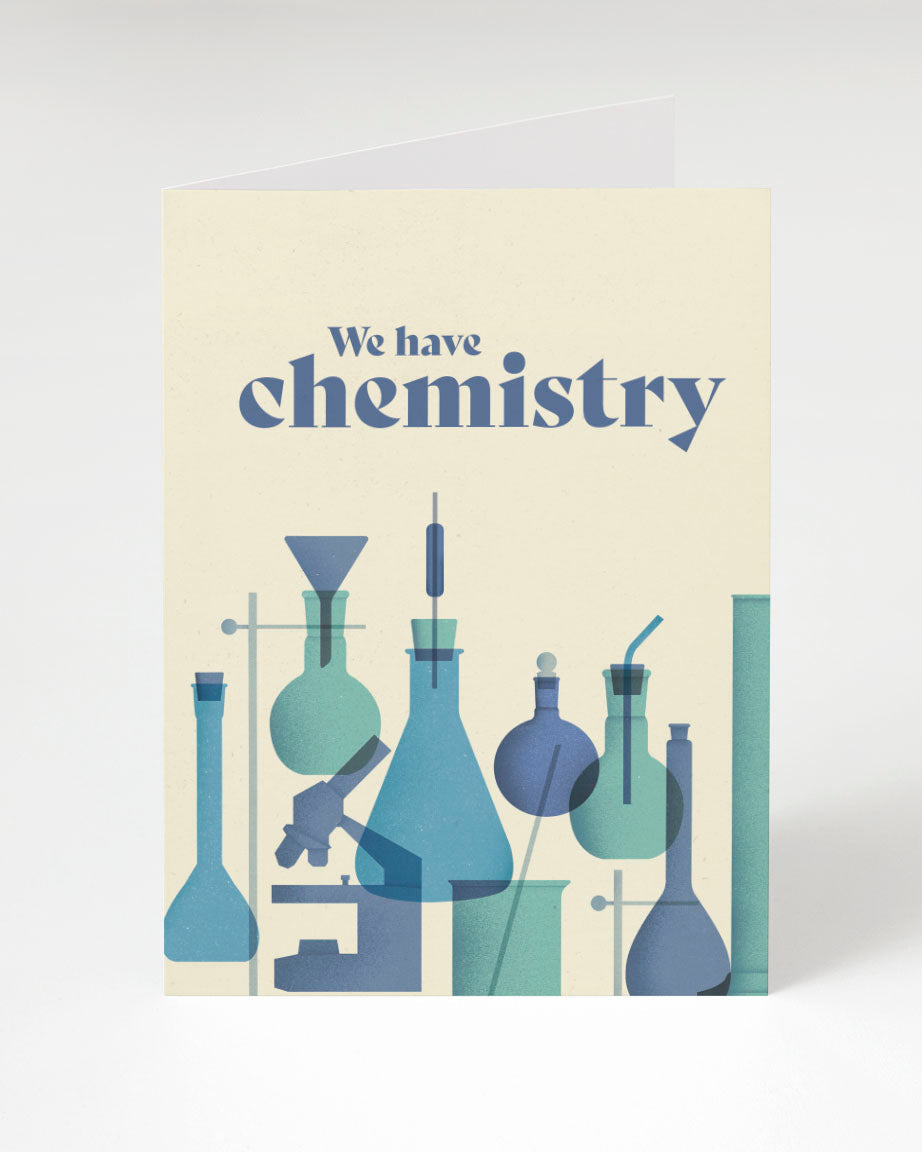 Greeting card lab "We have chemistry"