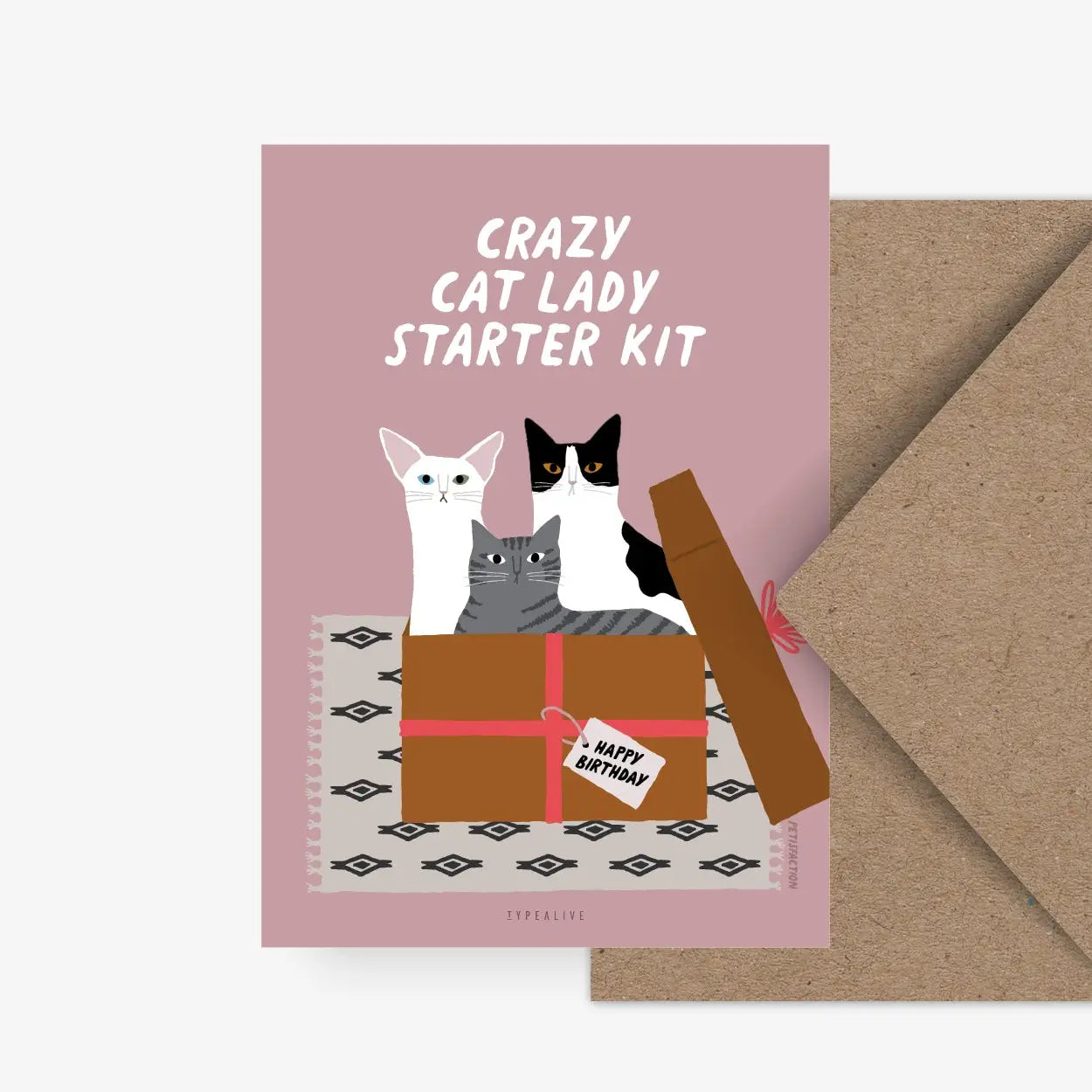 Wenskaart "Crazy cat lady starter kit"