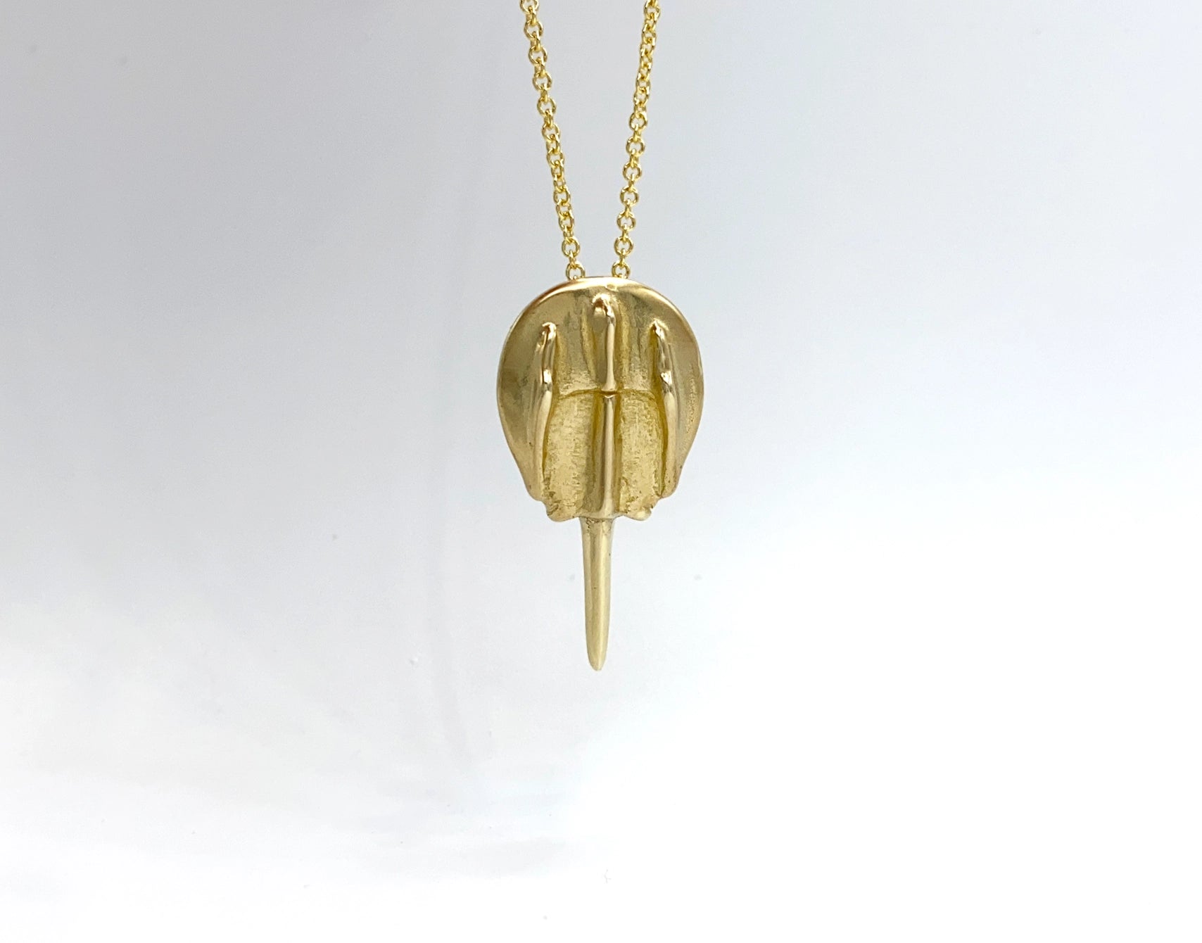 Gold filled necklace with bronze horseshoe crab