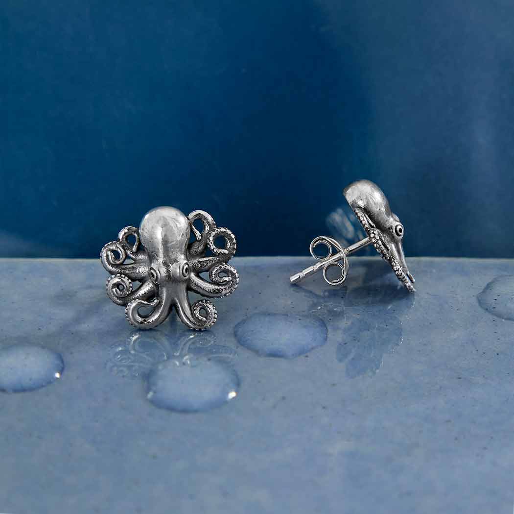 Zilveren oorbellen babyoctopus