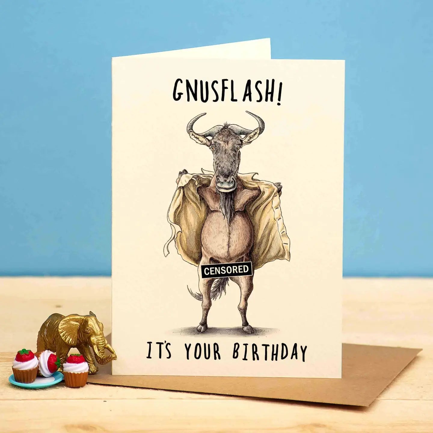 Wenskaart gnoe "Gnusflash"
