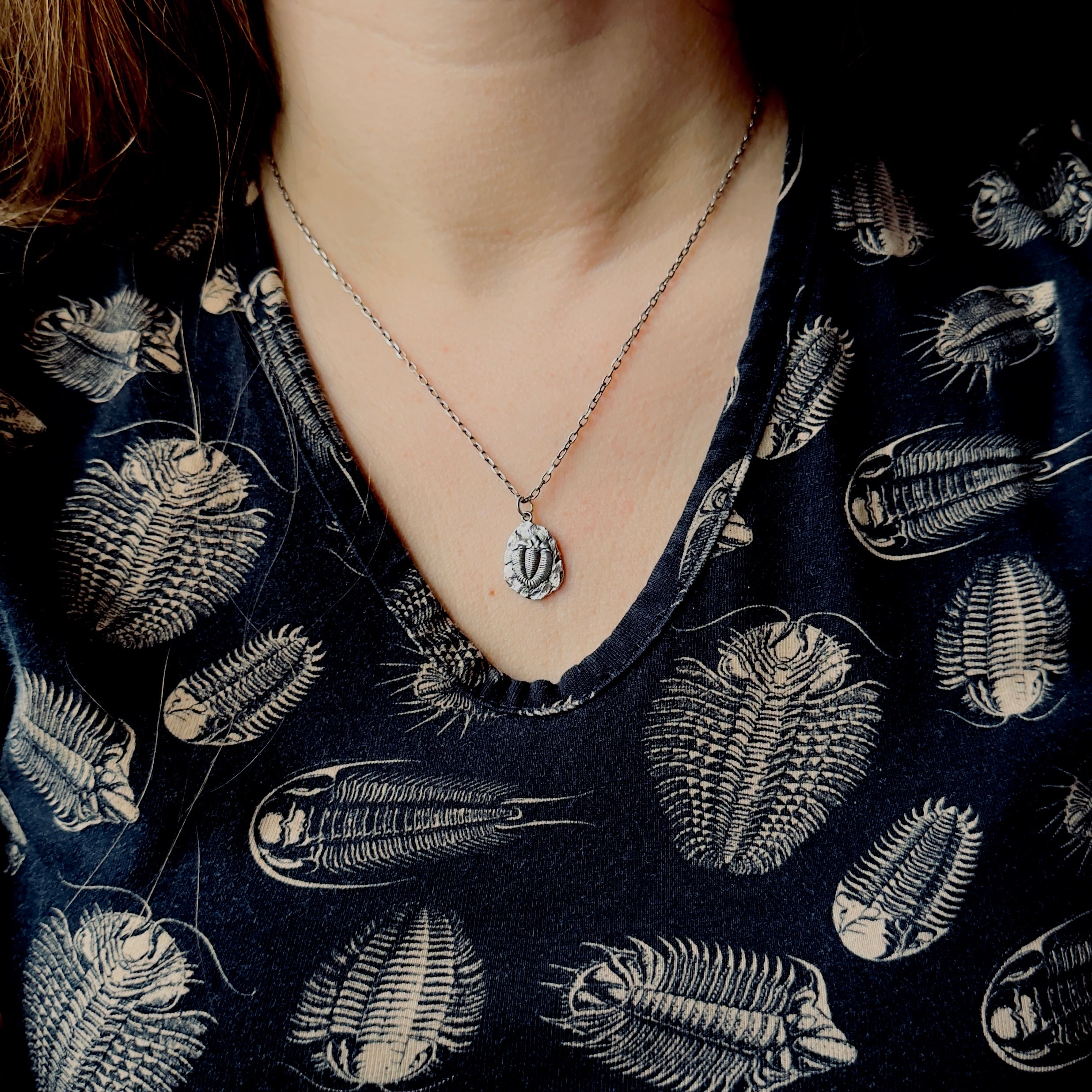 Silver necklace trilobite