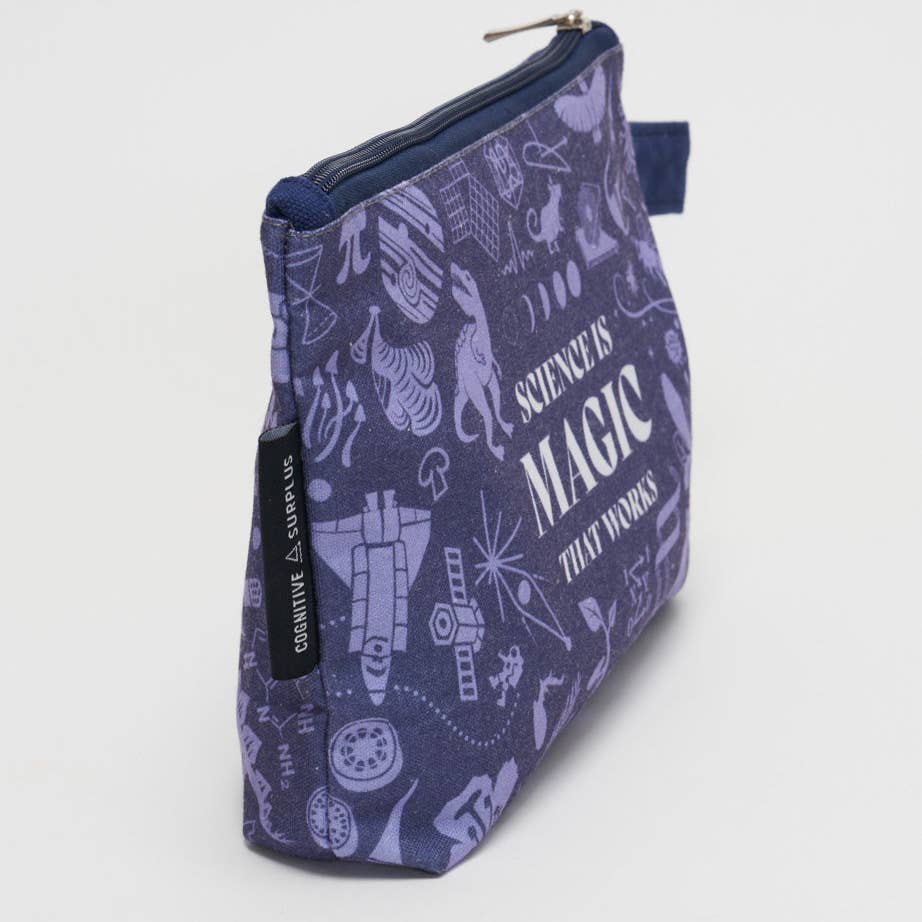 zip case "Science is magic that works" (purple)