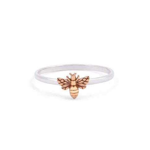 Zilveren ring met bronzen bij