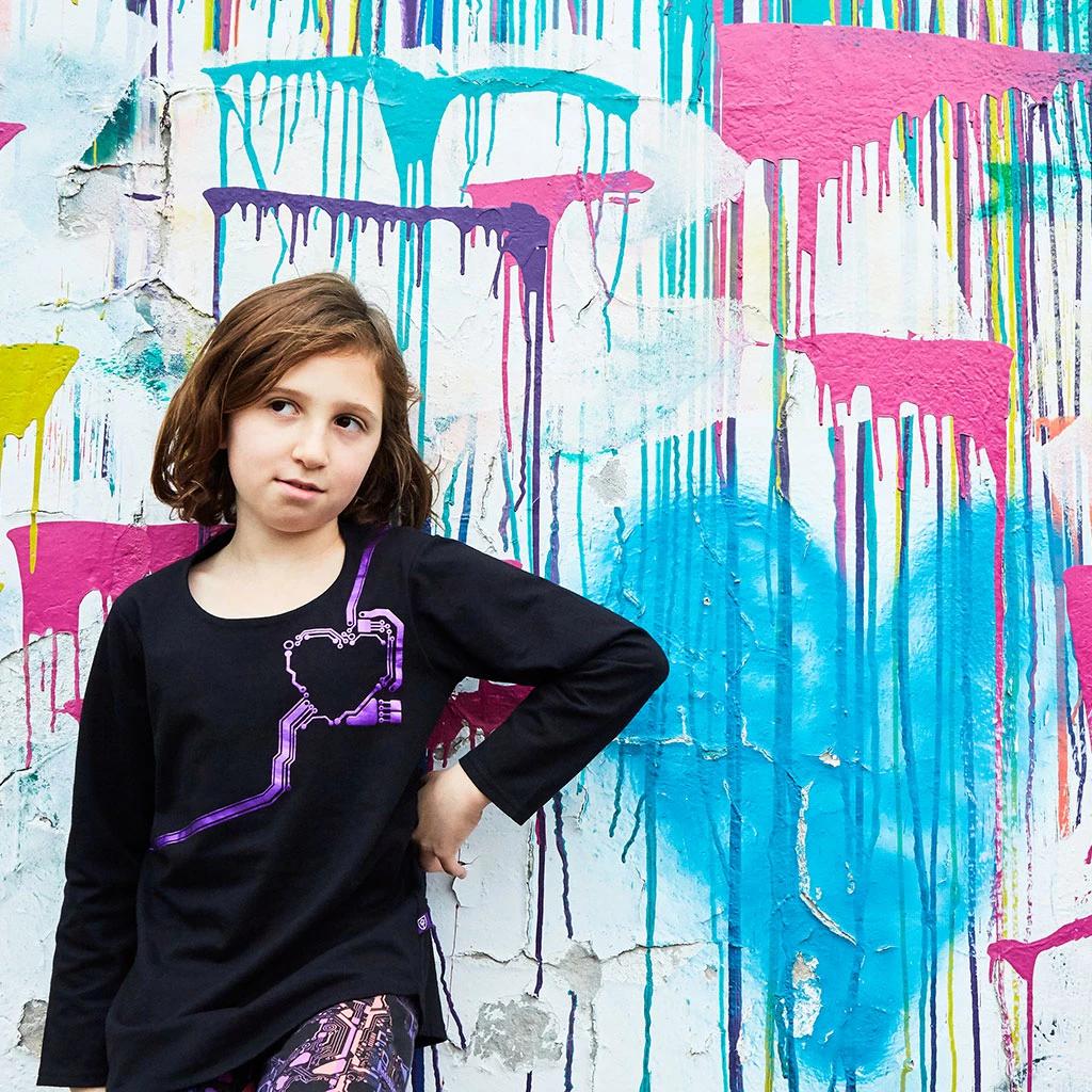 Longsleeve tuniek "Android Heart Circuit" (5-16j) - Fairy Positron