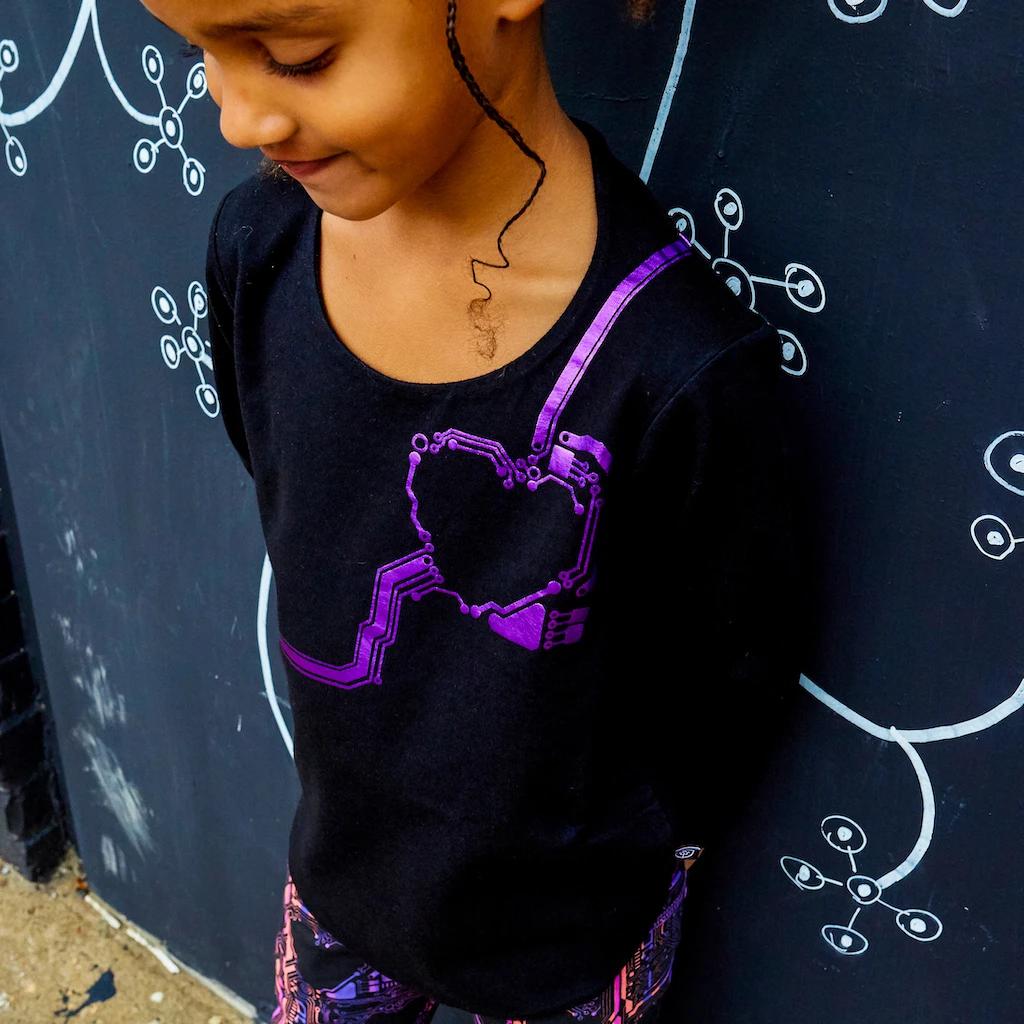 Longsleeve tuniek "Android Heart Circuit" (5-16j) - Fairy Positron