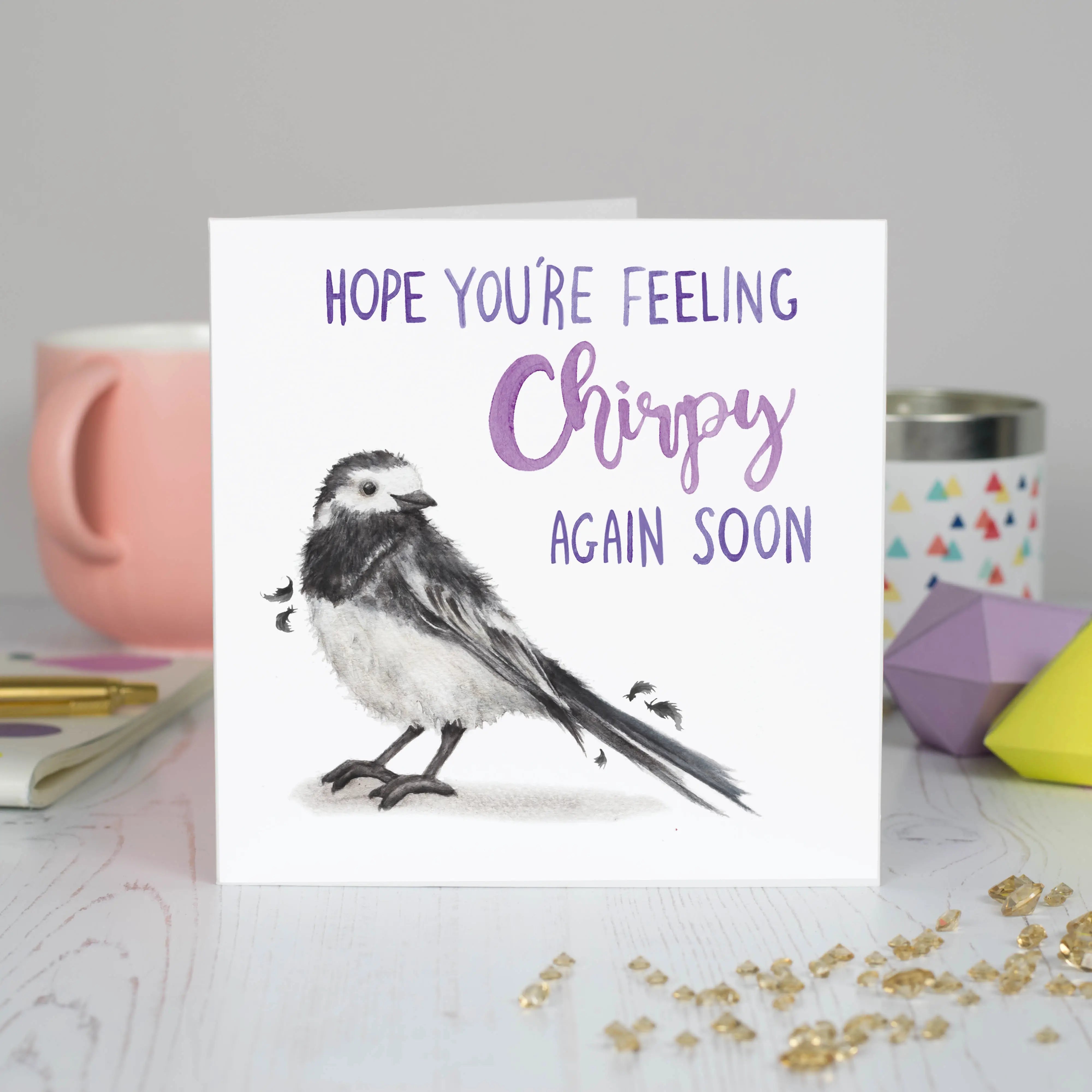 Greeting card get well "Chirpy again" - Fairy Positron