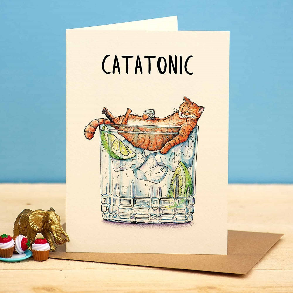 Wenskaart kat "Catatonic" - Fairy Positron