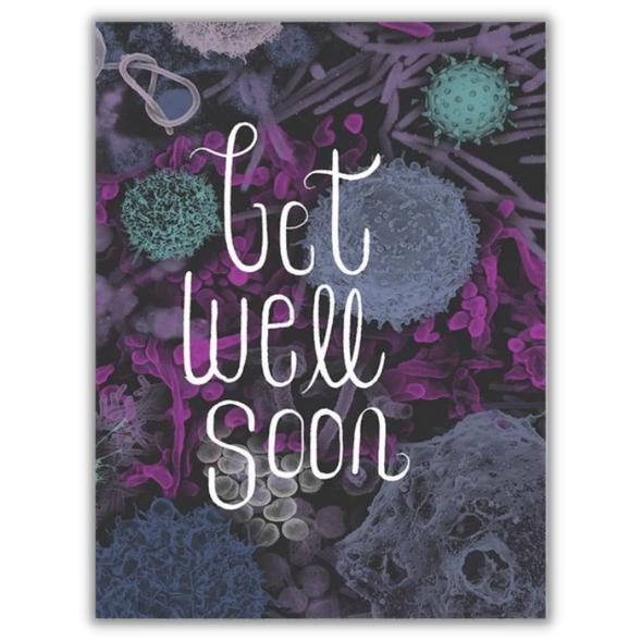 Wenskaart ziekteverwekkers "Get well soon" - Fairy Positron