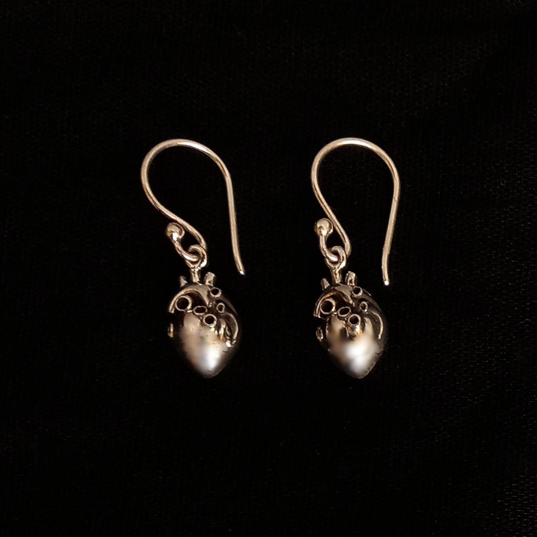 Silver earrings anatomical heart (3D) - Fairy Positron