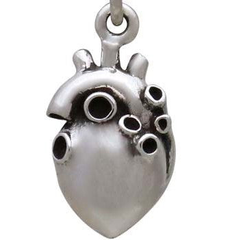 Silver earrings anatomical heart (3D) - Fairy Positron