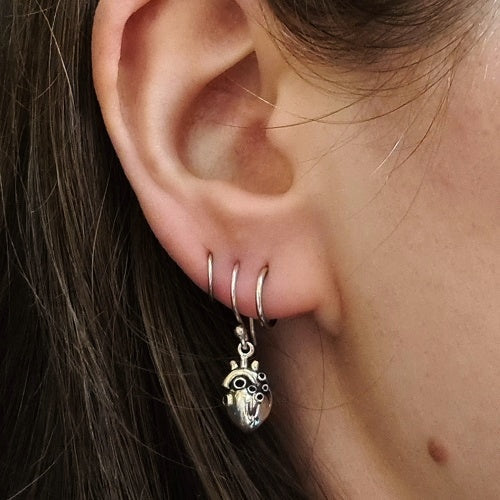 Silver earrings anatomical heart (3D) - Fairy Positron