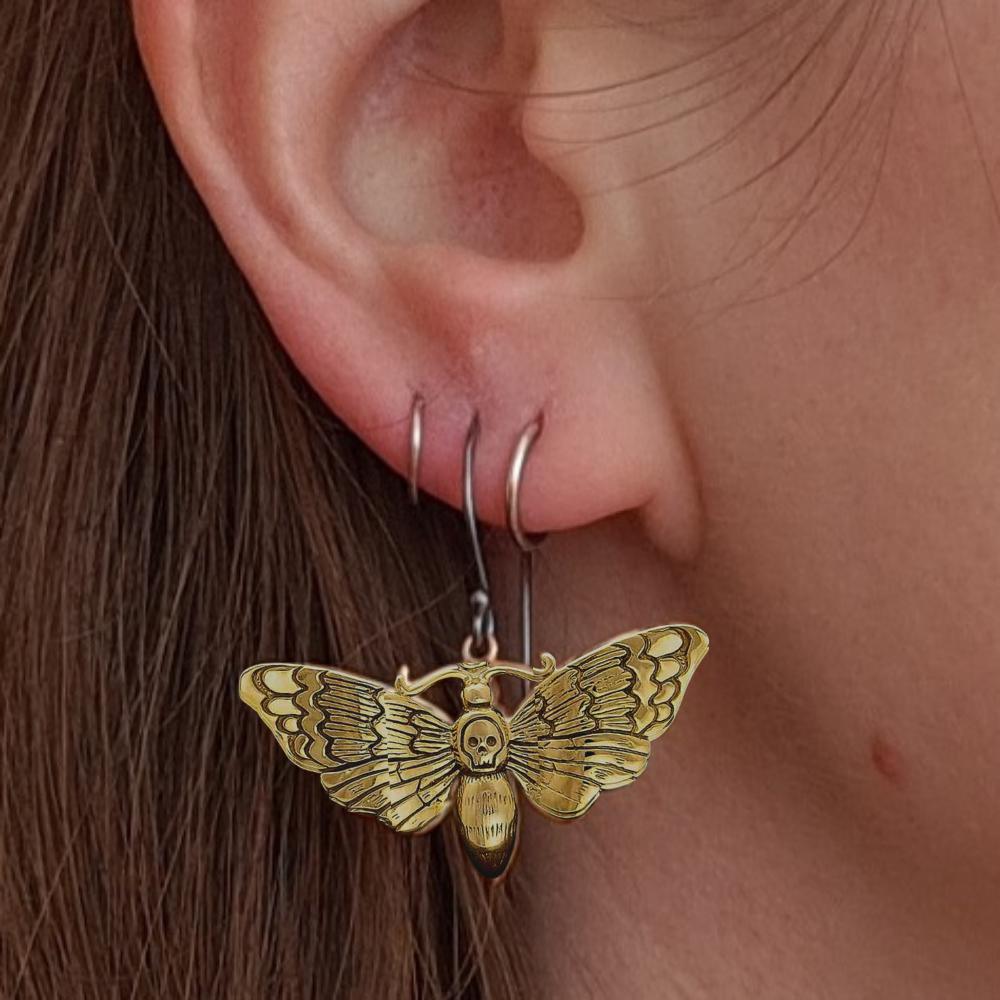 Silver earrings with bronze skull butterfly - Fairy Positron