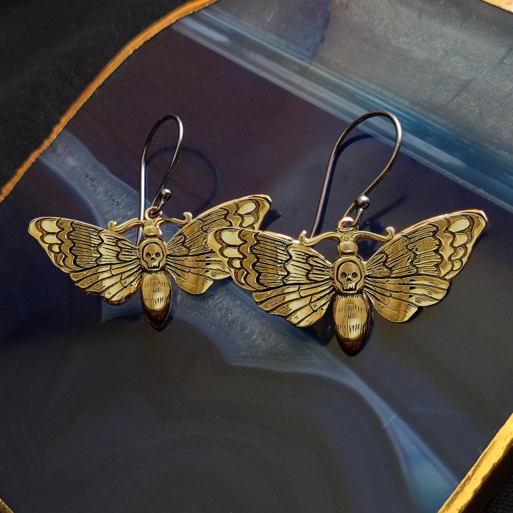 Silver earrings with bronze skull butterfly - Fairy Positron