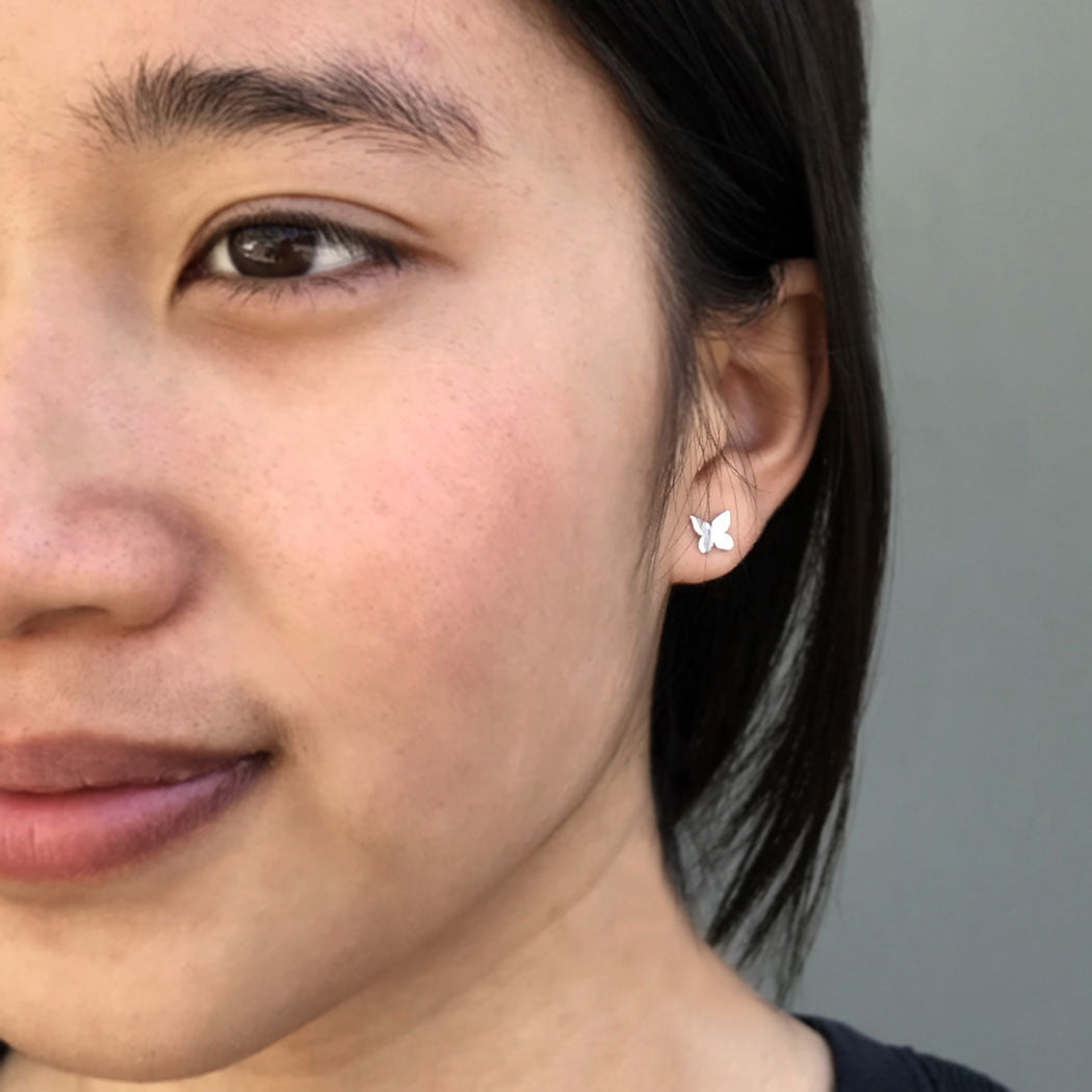 Silver earrings butterfly (studs) - Fairy Positron