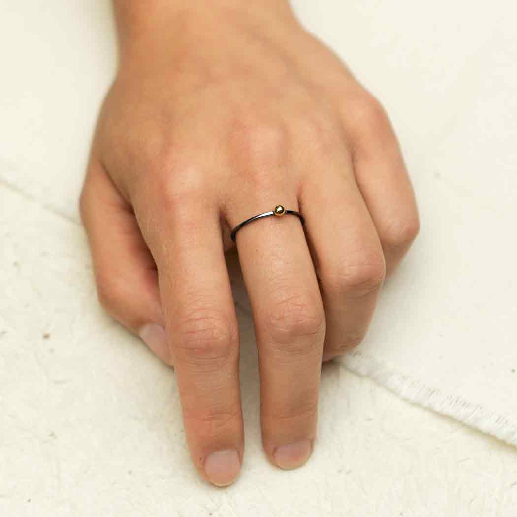 Zwart zilveren ring met bronzen granulaat - Fairy Positron