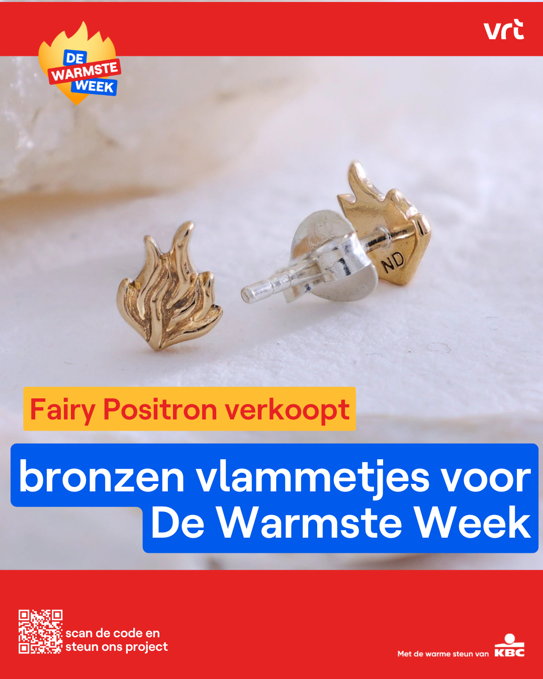 Zilveren studs met bronzen vlam