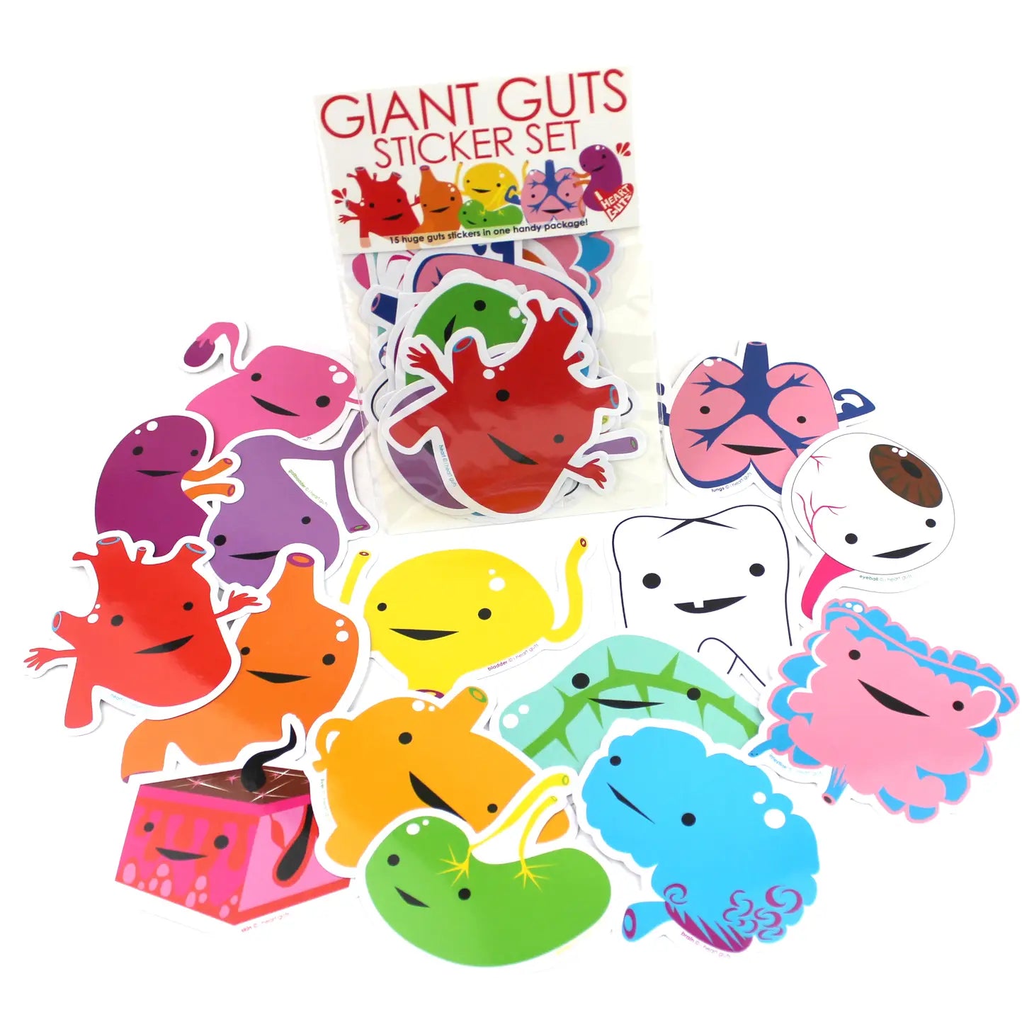 Ensemble d’autocollants Giant Guts « 15 organes et amis »
