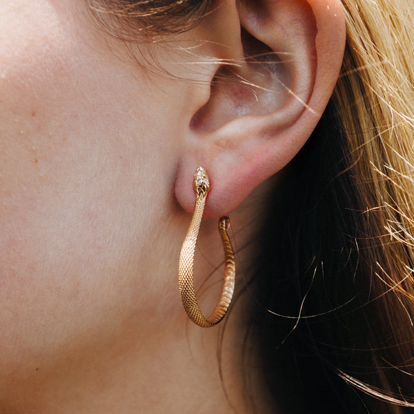 Zilveren studs met bronzen slang