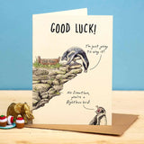 Wenskaart pinguïn “Good Luck”