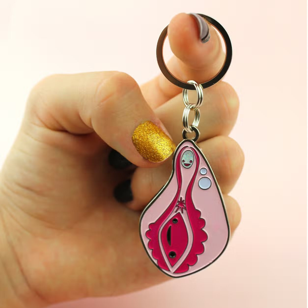 Keychain vulva with glitter clitoris