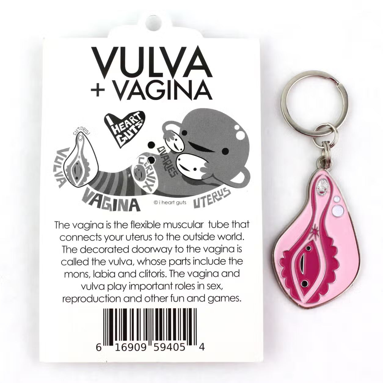 Keychain vulva with glitter clitoris