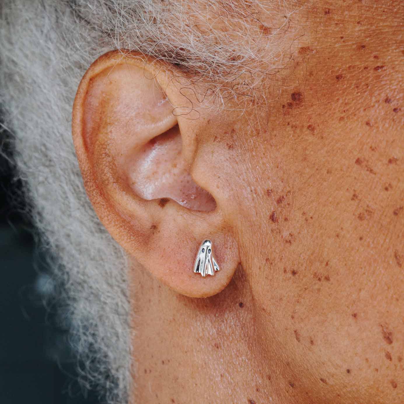 Silver earrings ghosts (studs)