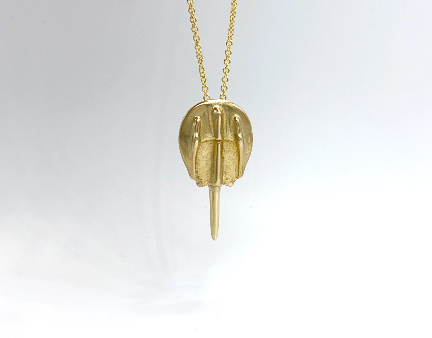 Gold filled necklace with bronze horseshoe crab