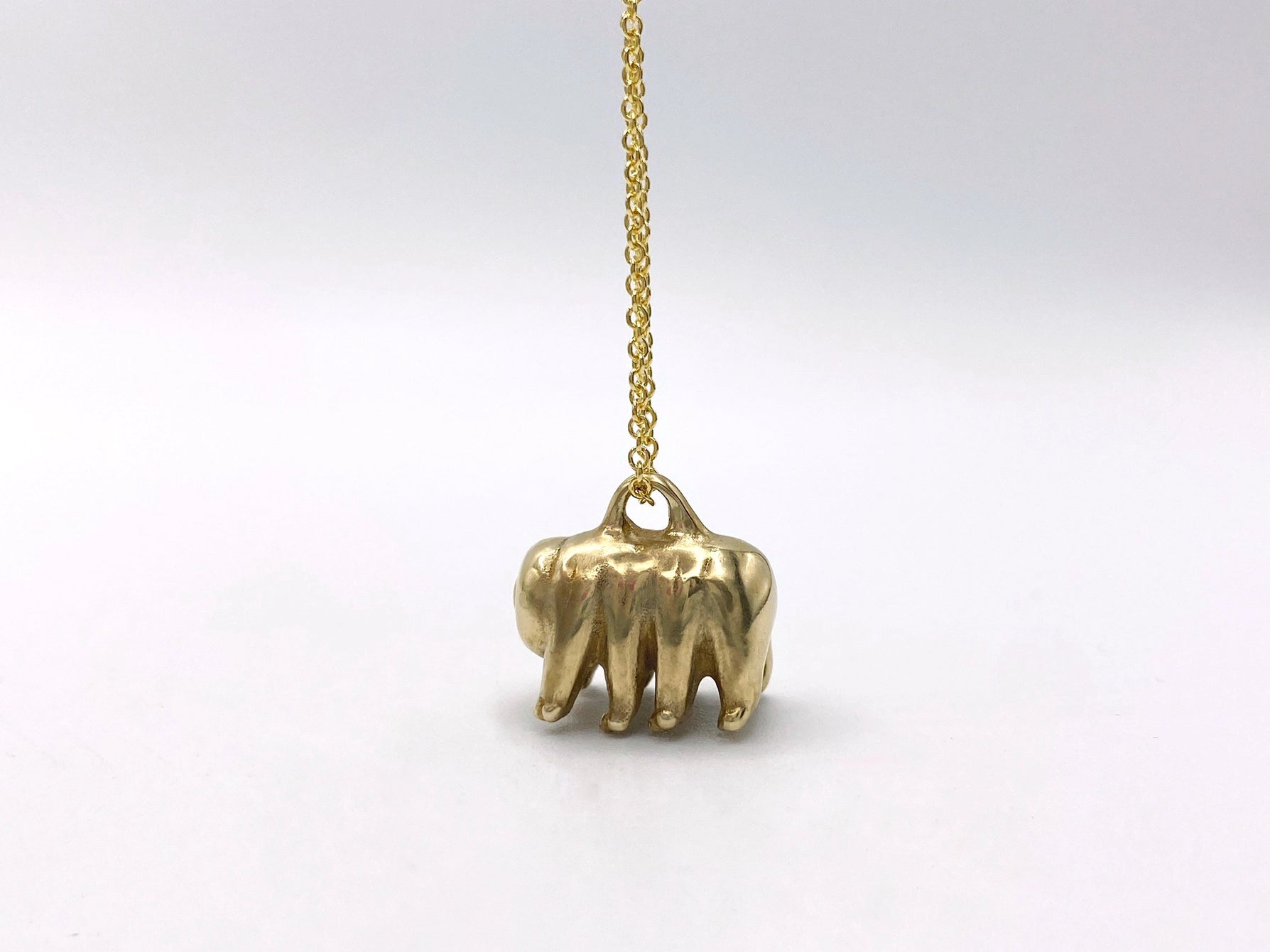 Gold filled necklace with bronze bear animal