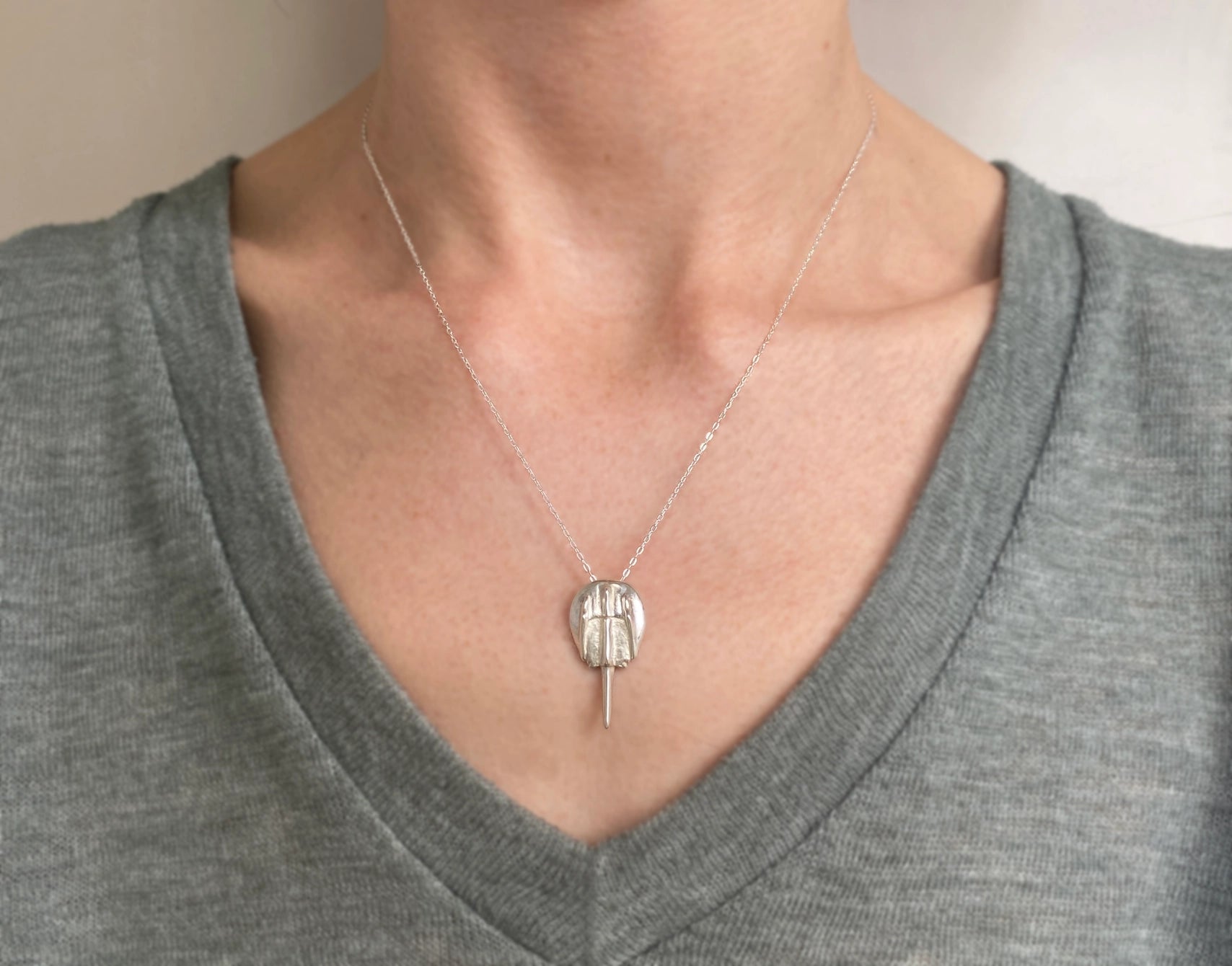 Silver necklace horseshoe crab