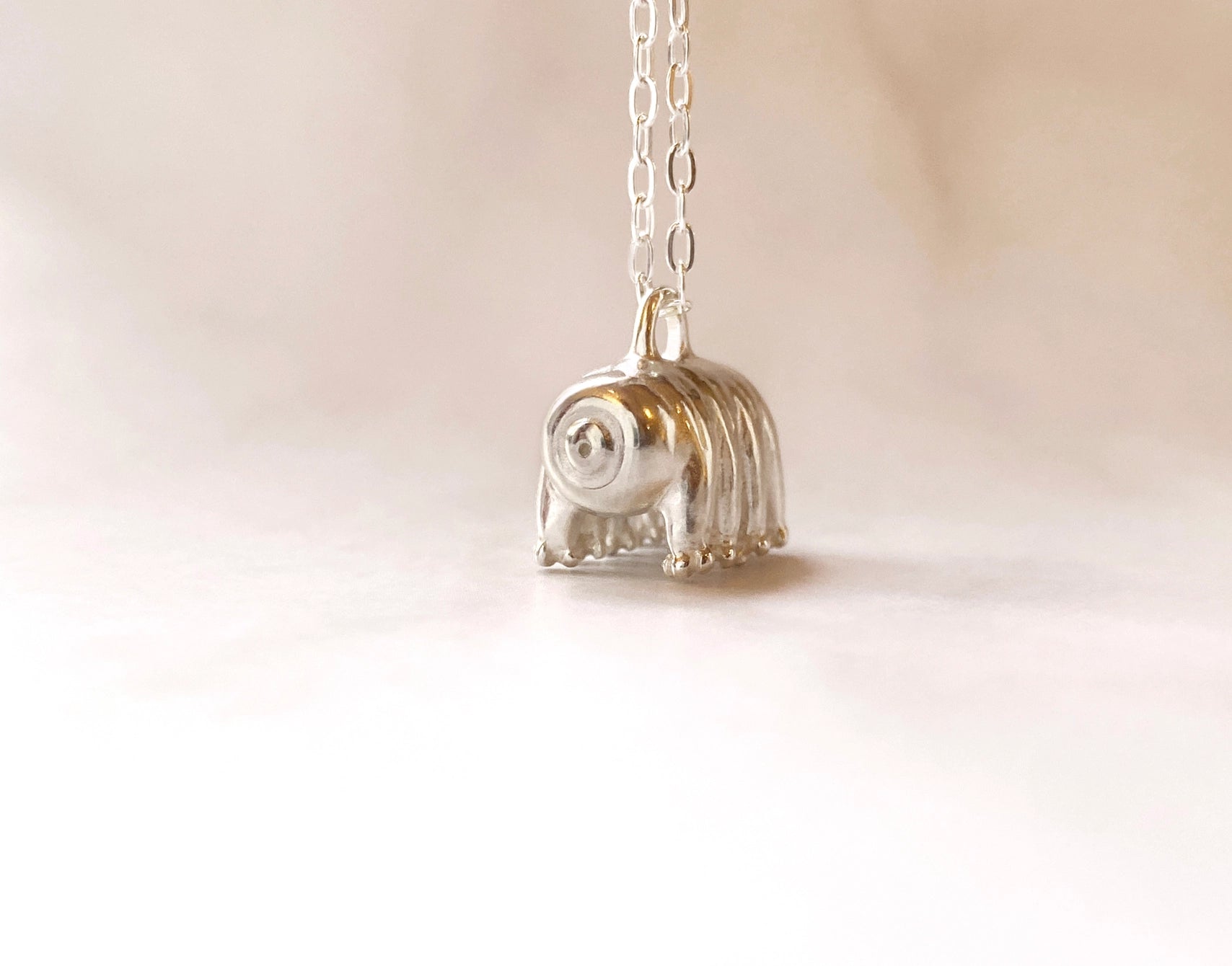 Silver necklace bear animal