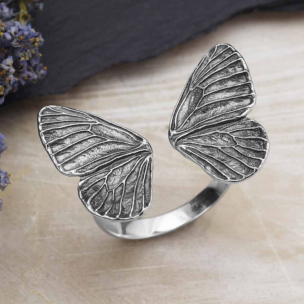 Zilveren ring vlinder