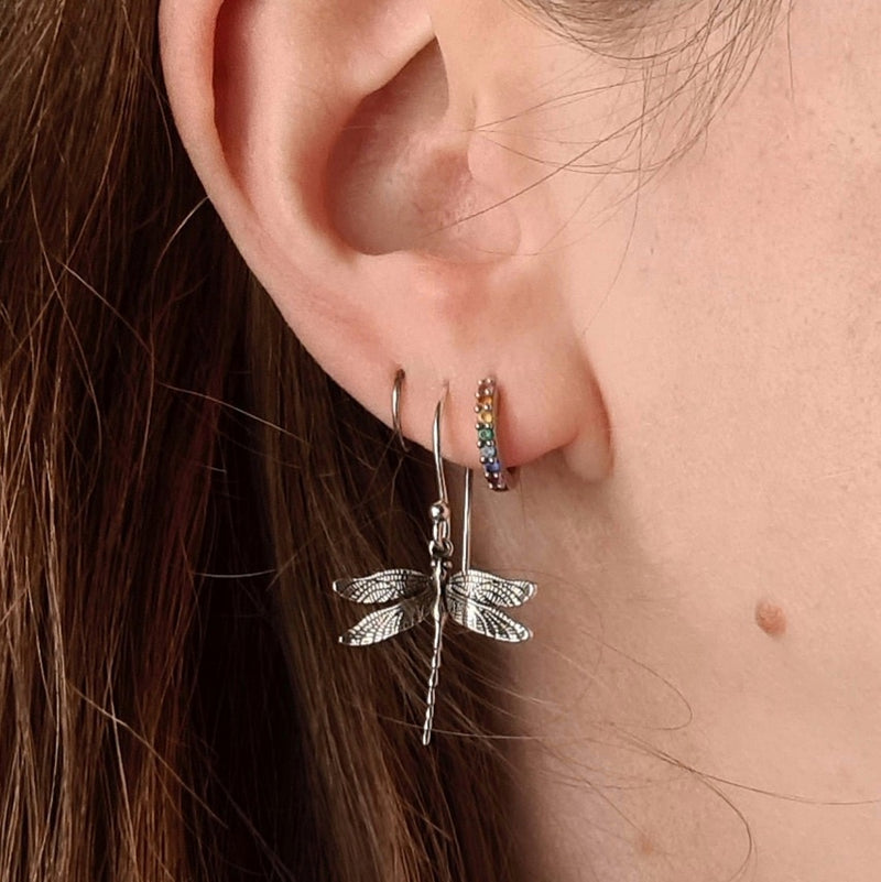 Zilveren oorbellen libel - Fairy Positron