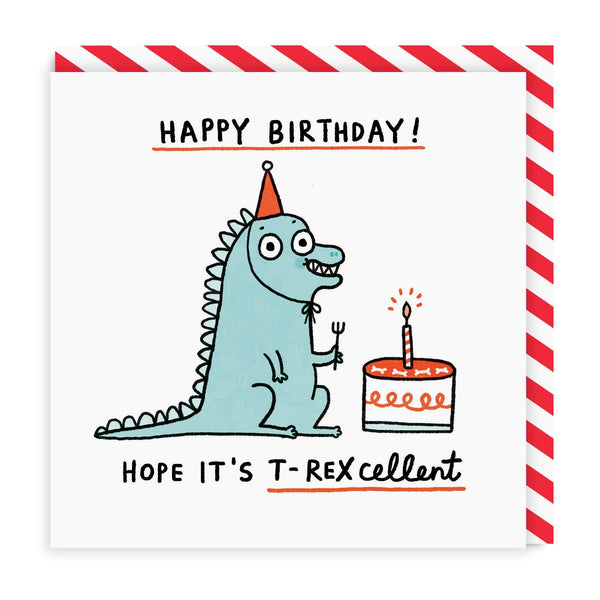 Wenskaart "T-rexcellent Birthday" - Fairy Positron