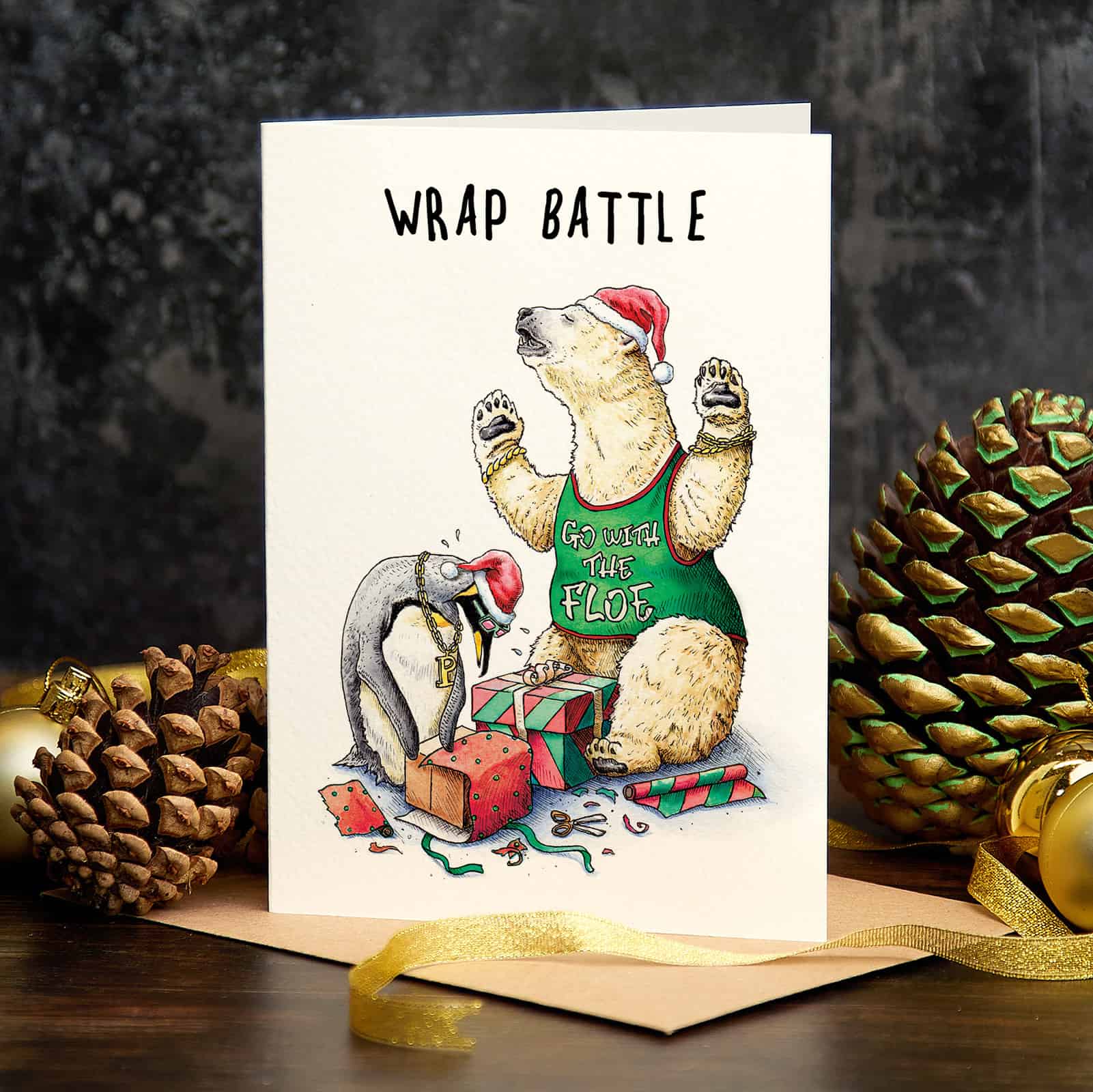 Wenskaart kerst "Wrap battle" - Fairy Positron