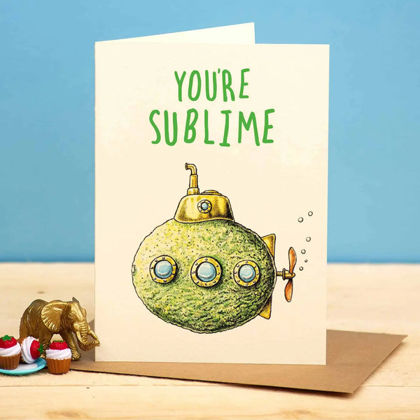 Lime greeting card "You're sublime"