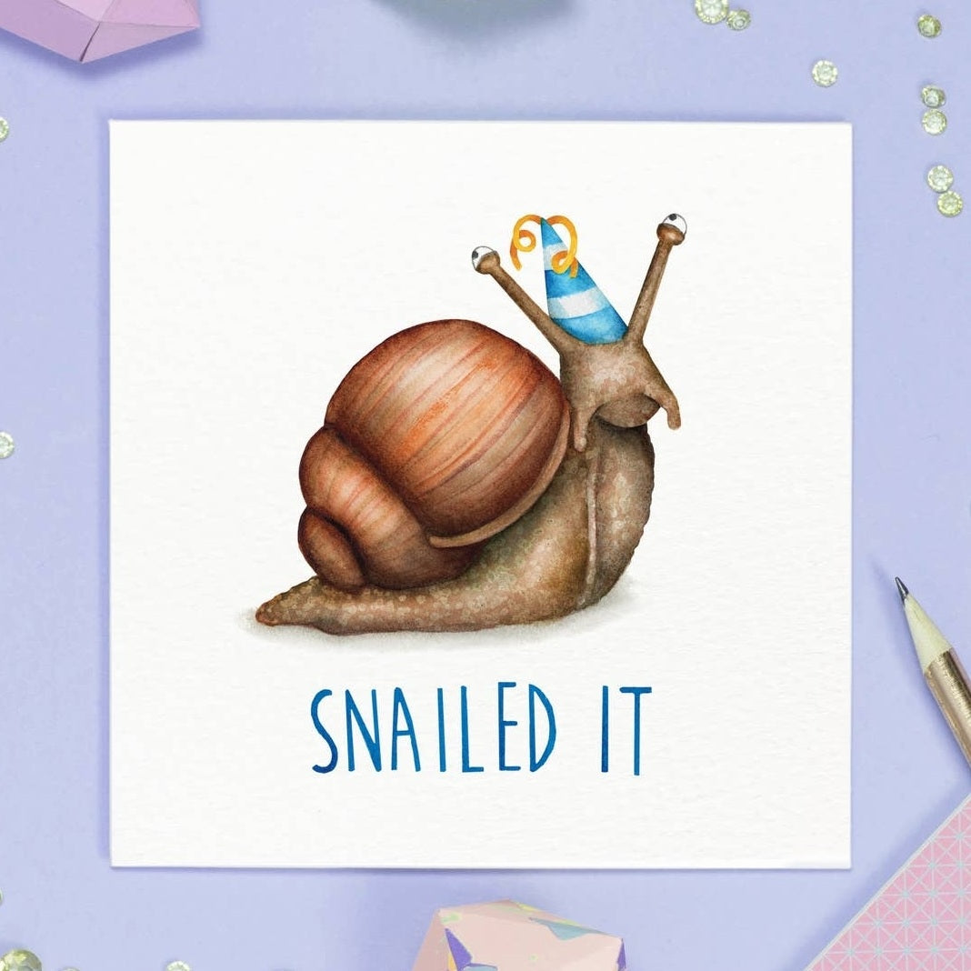 Greeting card snail "Snailed it" - Fairy Positron