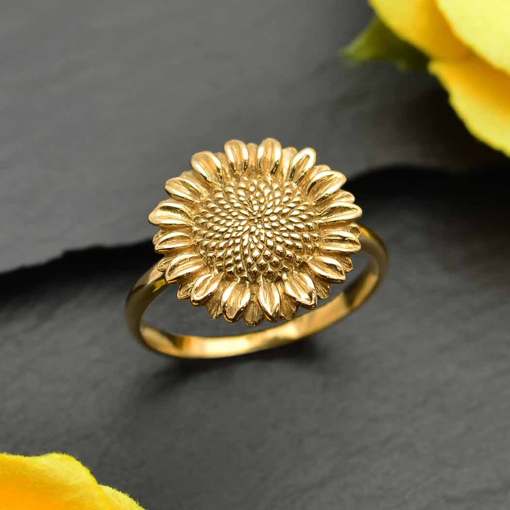 Bronzen ring zonnebloem - Fairy Positron