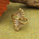 Bronzen ring ginkgobladeren - Fairy Positron