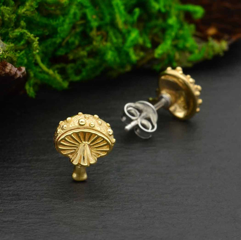 Zilveren oorbellen met bronzen vliegenzwam - Fairy Positron