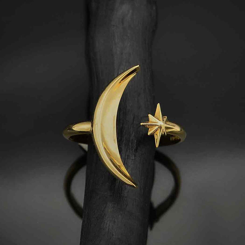 Bronzen ring maan & ster - Fairy Positron