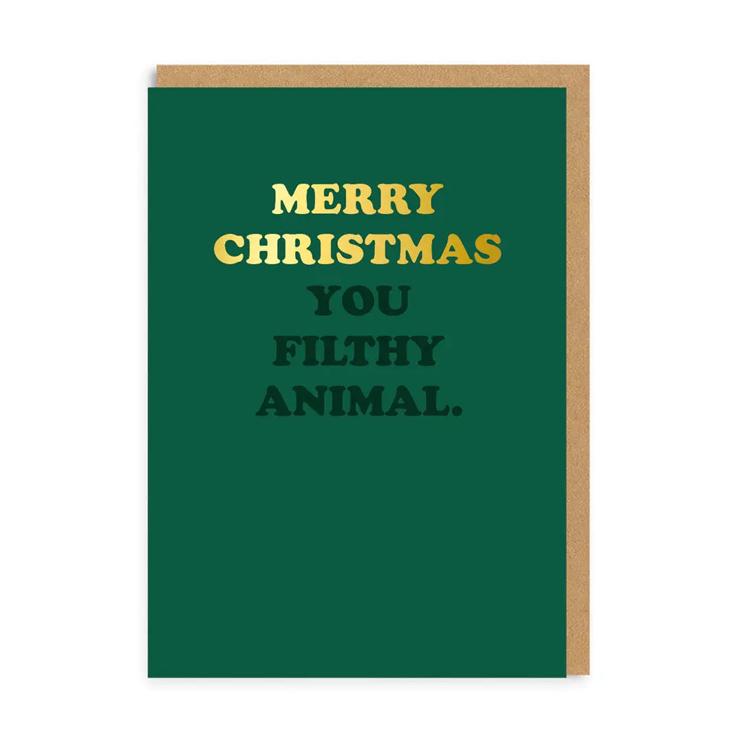 Wenskaart kerst “Merry Christmas You Filthy Animal” - Fairy Positron